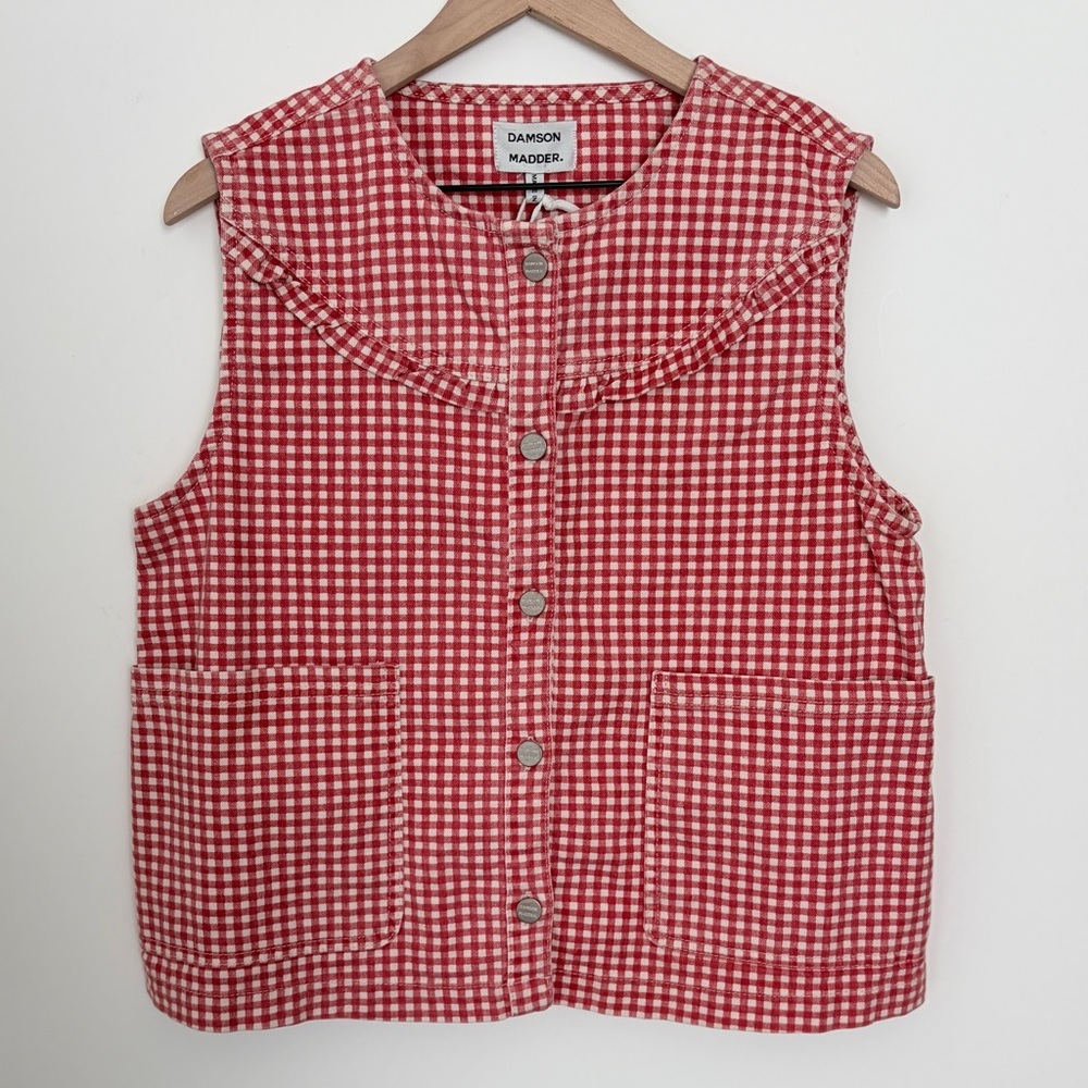 NEW Damson Madder Mari Vest Top Red Gingham Size 10 - Picture 7 of 11